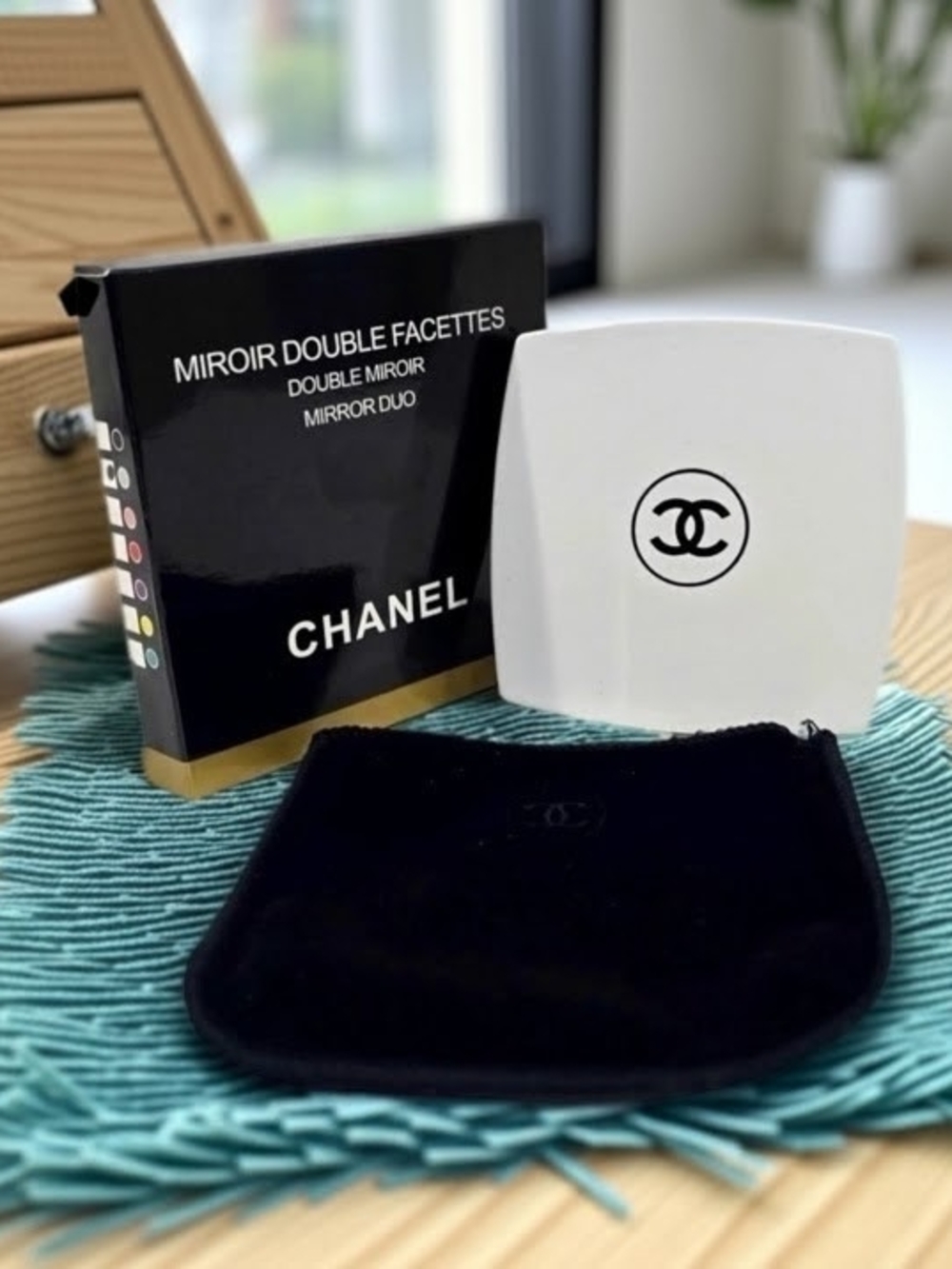 Chanel Double Compact Mirror - New With Velvet Pouch!